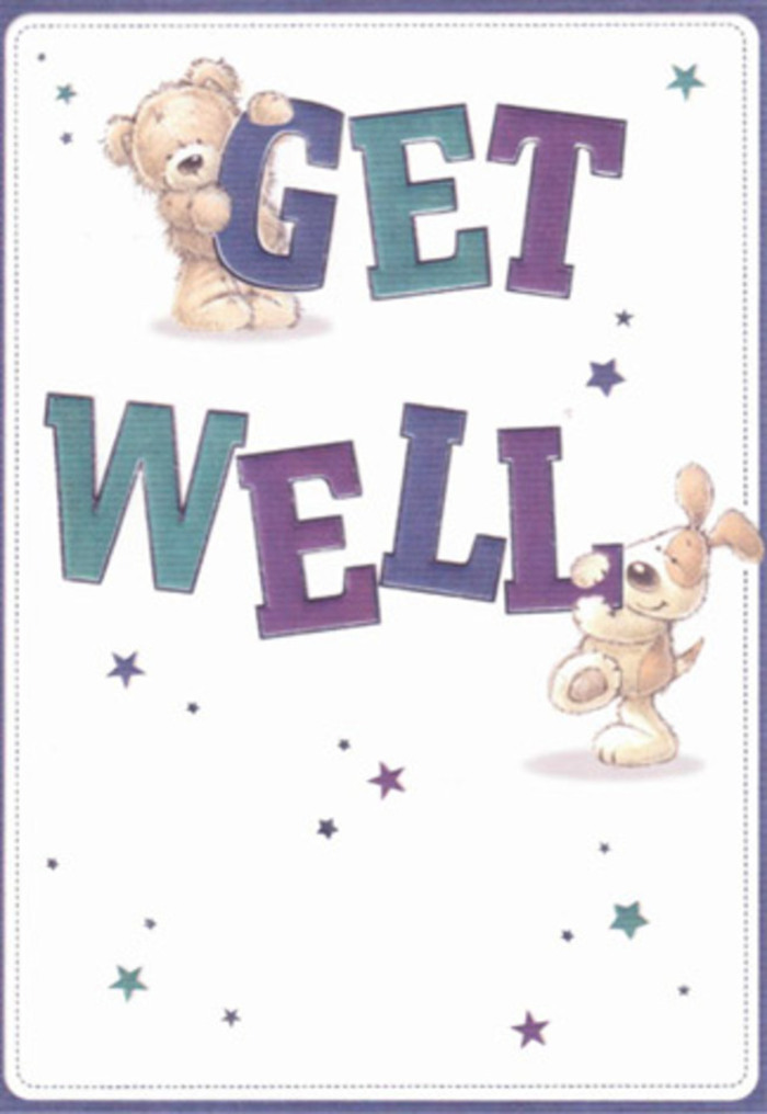 This illustrated get well card, perfect for sending warmth across Epping, tells a tender story of care and encouragement through the gentle friendship of a bear and a puppy. The bear's downy fur and the puppy's soft, velvety ears almost seem tangible, inviting a sense of comfort much like the blooms gathered from Epping's bustling markets. Swirling around them are playful stars, painted in shimmering shades of blue and purple, as if carrying wishes through the peaceful air of Bell Common. The typography grounds the scene, its large indigo and aquamarine letters imparting confidence and hopeful strength, standing boldly against a soothing white background. Each charming detail-the expressive eyes, the joyful posture, the way the two characters cuddle their message-conveys the nurturing care a local florist brings to every arrangement. It's easy to imagine this card accompanying a bright bouquet, both working together to lift the spirits of someone dear in Epping. The airy composition, balanced with gentle colours and a hint of magic in the stars, encapsulates the joy of a heartfelt gesture made just for recovery. Here, the artistry and affection found in your neighbourhood florist's work are reflected in every brushstroke, making this card a perfect emotional companion for any local get well delivery.